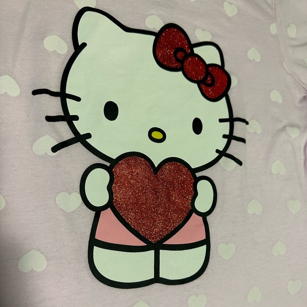 Girl’s Sanrio Hello Kitty heart pattern T-shirt pink color size XXL plus